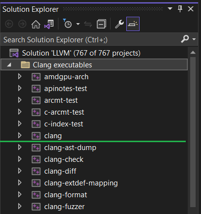 Solution &lsquo;LLVM&rsquo;/Clang executables/clang