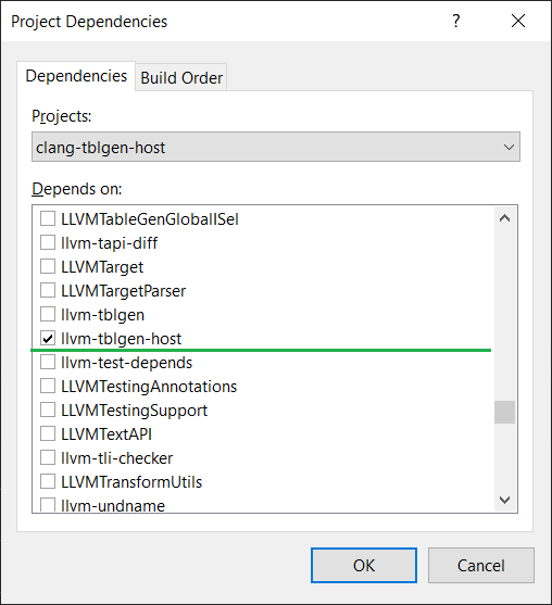 Adding a build dependency on llvm-tblgen-host to clang-tblgen-host